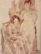 Jules Pascin Jinede and Miliu oil painting on canvas